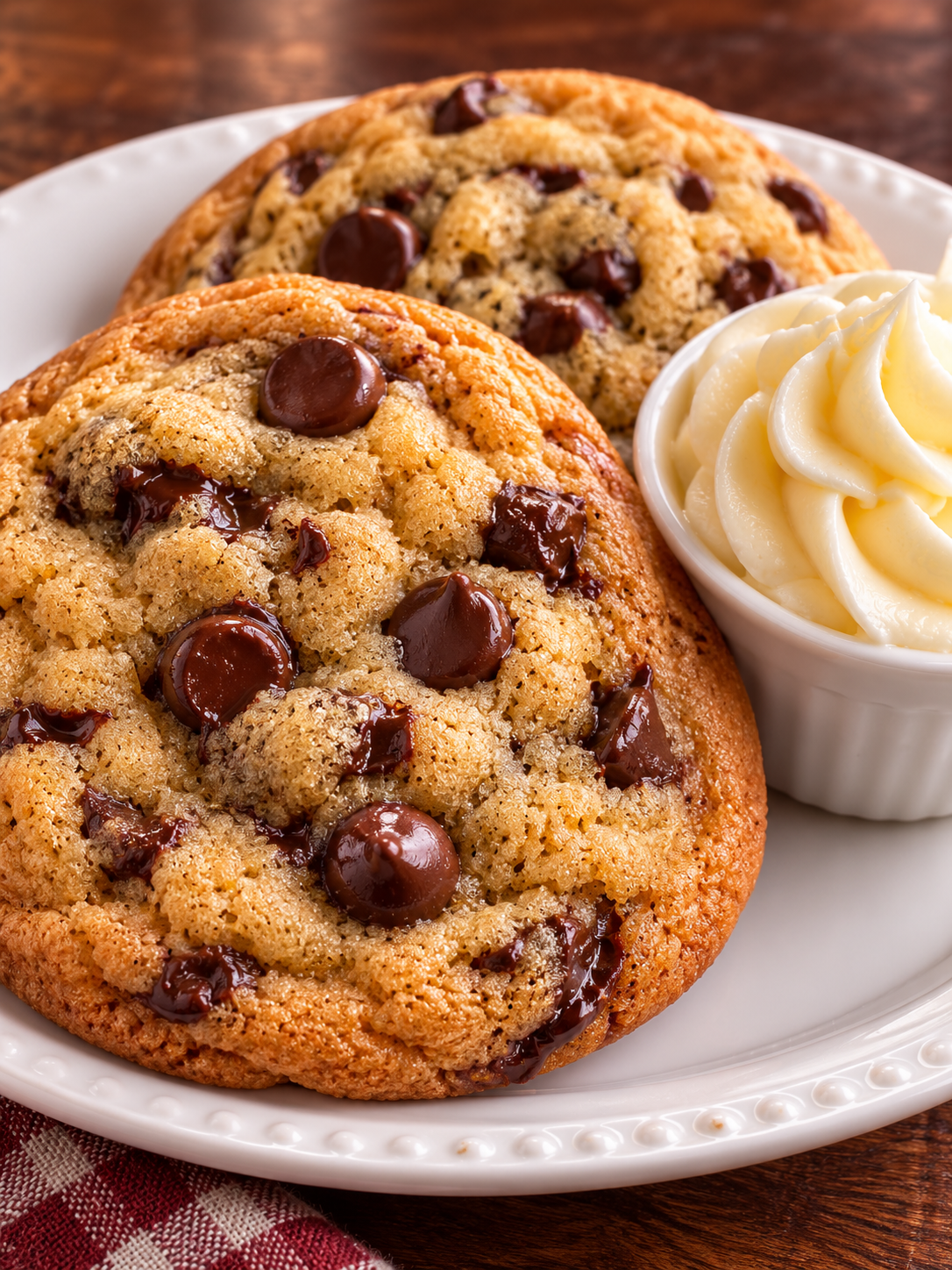 Chocolate chip cookies with buttercream